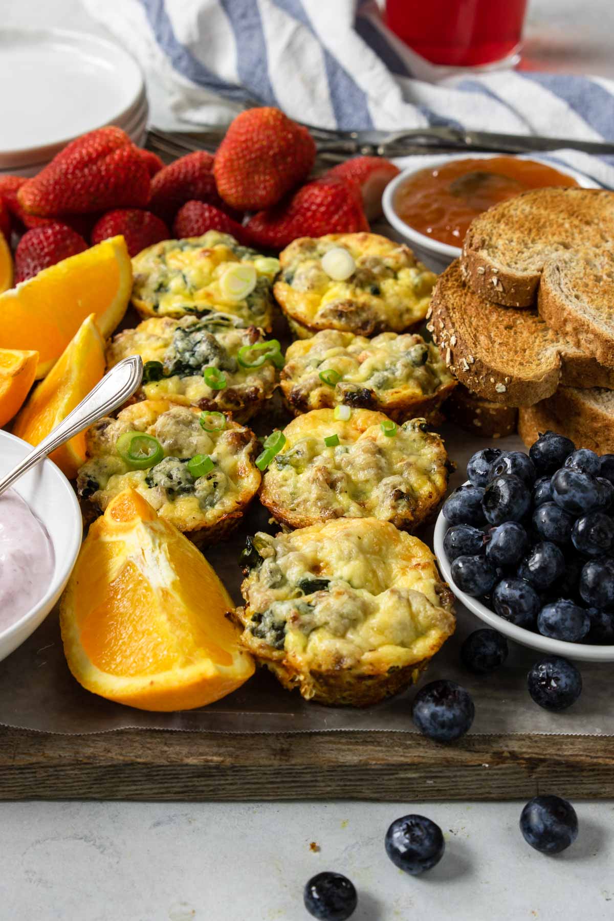 sausage egg cups on a breakfast buffet