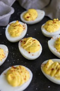 Classic Deviled Eggs garnished with paprika