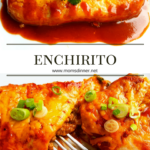 Enchirito is a little burrito and a little enchilada. It is the best of both worlds! A super easy and delicious dinner. It can even be MADE AHEAD when for busy nights. #burrito #enchilada #mexican