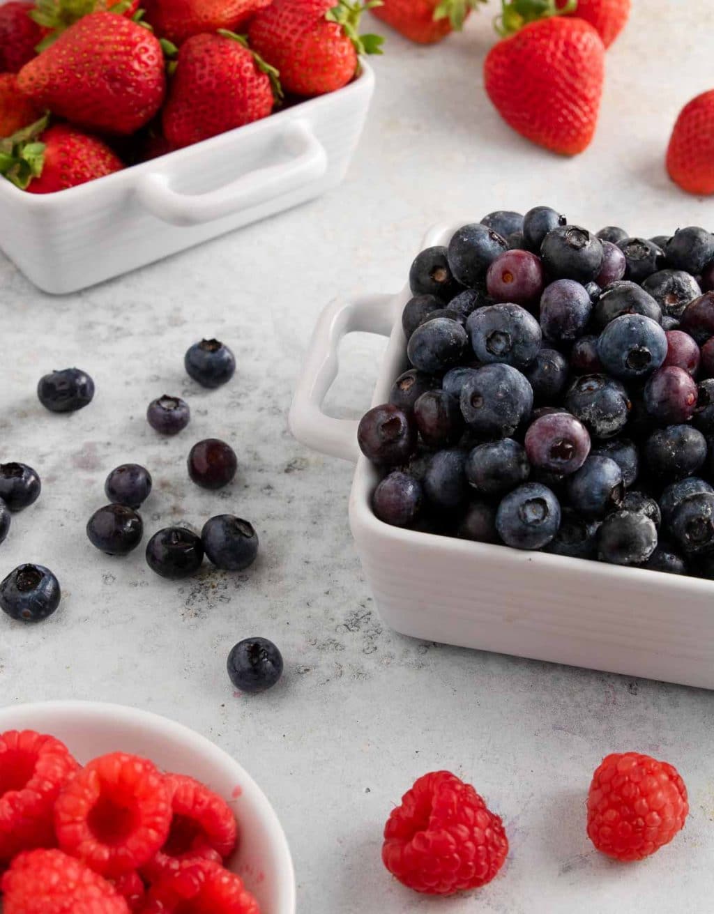 summer berries- blueberries, strawberries, raspberries