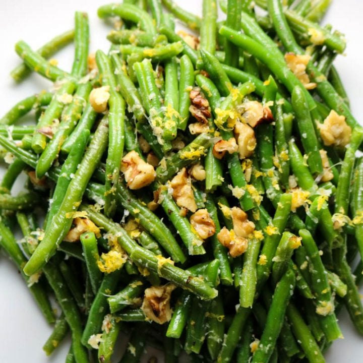 green beans with lemon and walnuts