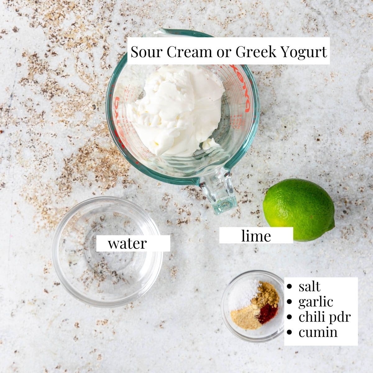 ingredients for chili lime crema