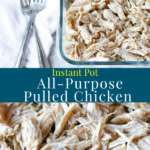 A recipe for Instant Pot Pulled Chicken. This is a great recipe to make to have chicken in your fridge, ready for dinner during a busy week. #chicken #instantpot #dinnerprep