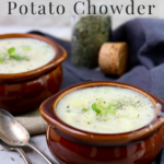 Cauliflower and Potato Chowder soup pin image with text