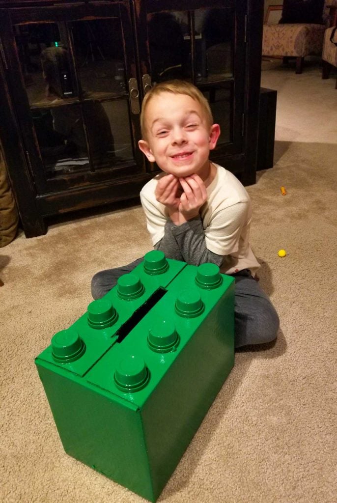 Kyle with his Lego Valentine Box