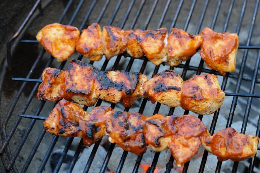 Grilled Chicken Kabobs with Mango Jalapeno BBQ Sauce