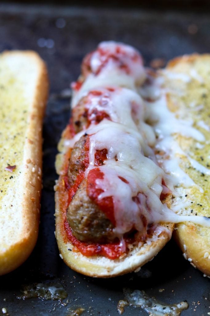 Meatball sub with melted mozzarella