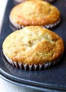 close up of a banana muffin