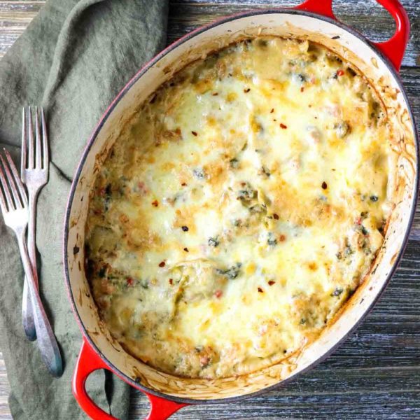 Dutch Oven Spinach Artichoke Lasagna Mom's Dinner