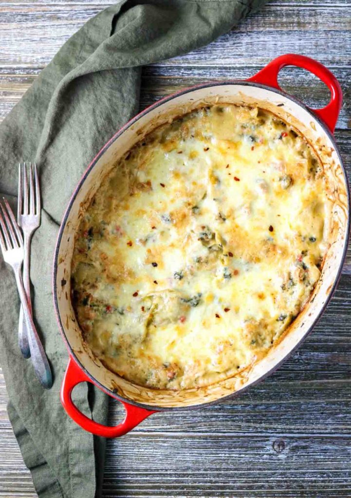 Dutch Oven Spinach Artichoke Lasagna