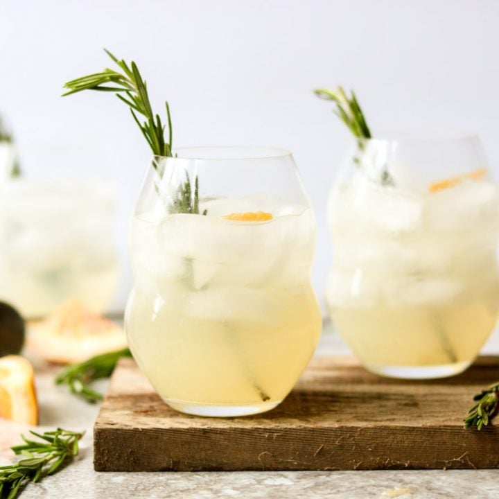 Rosemary Paloma Cocktail garnished with rosemary sprigs