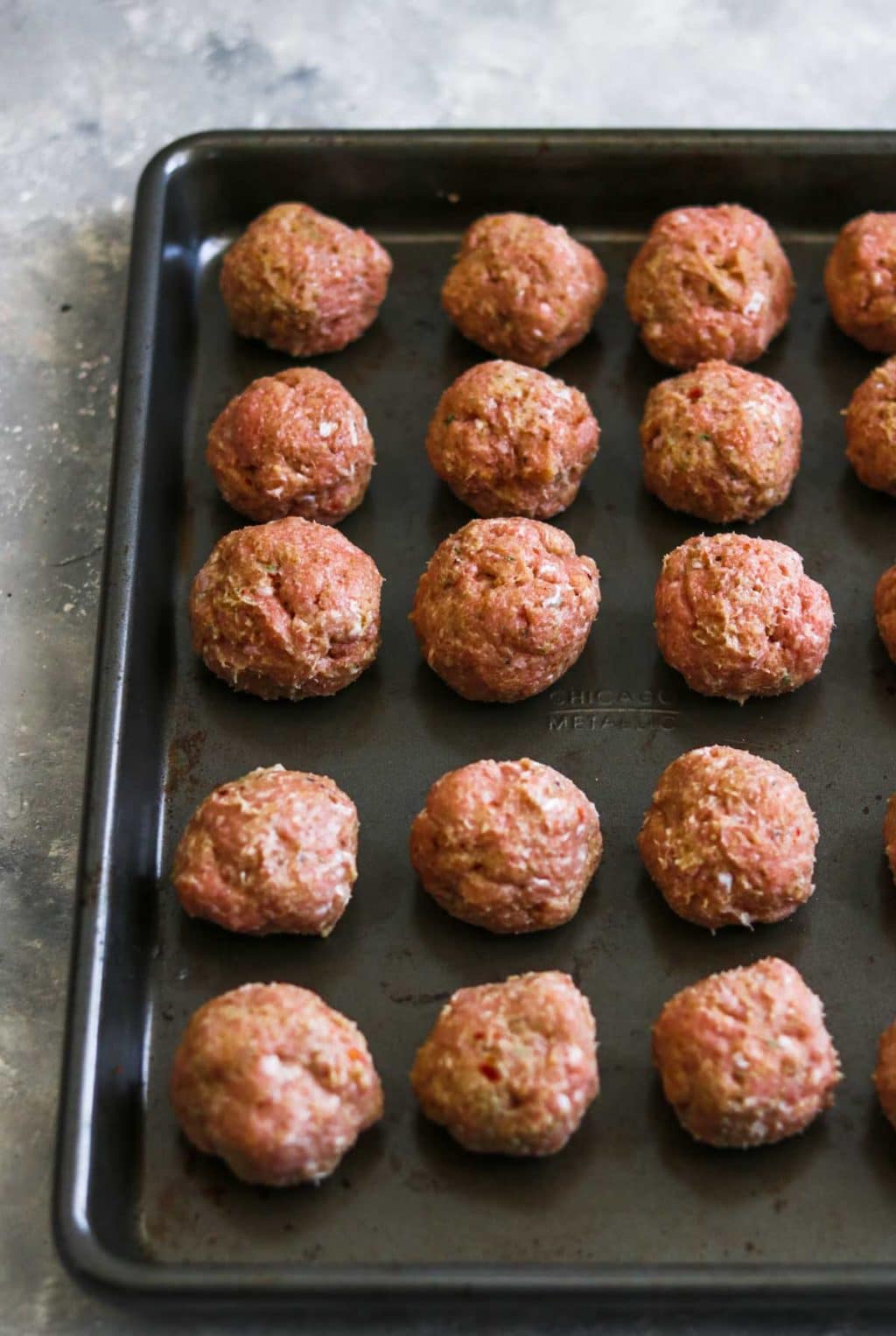 Turkey meatballs on a baking sheet