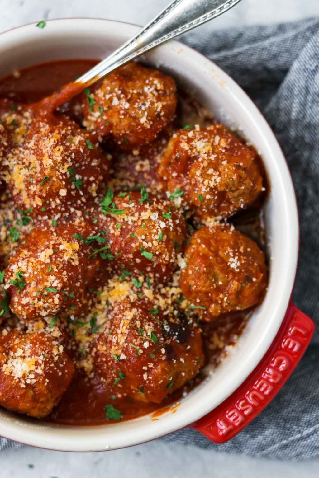 Turkey meatballs in a red dish