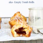 pinterest image with text for marshmallow cinnamon rolls