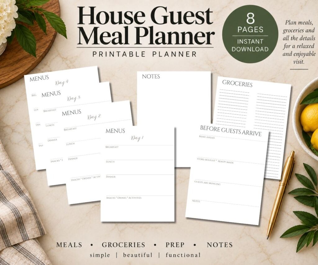 8 page meal planner showing all pages 