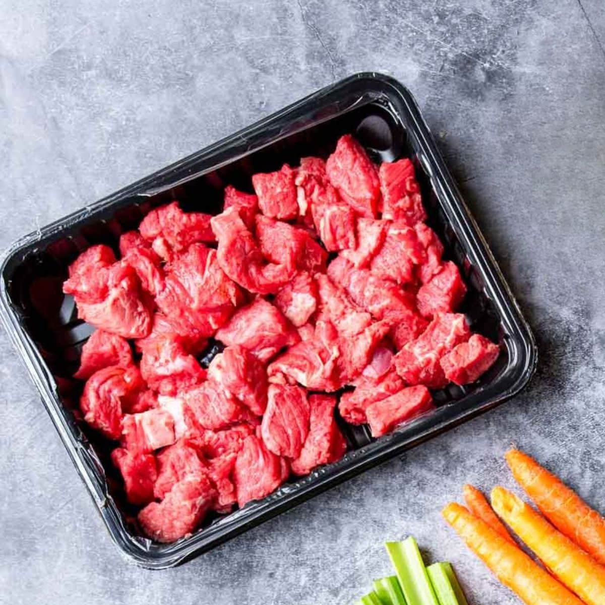 package of stew meat on a table