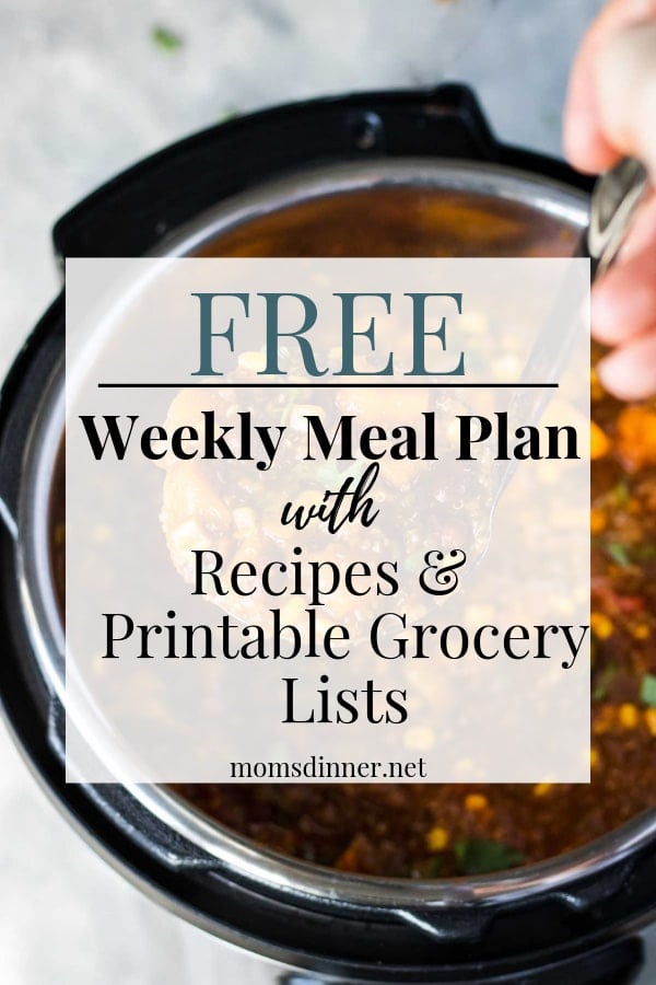 Free Meal Plan with Grocery List pin image