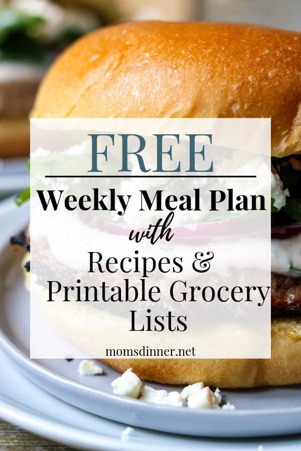 Free Meal Plan and Grocery List Pin Image