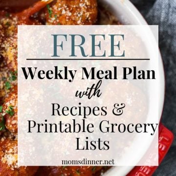 Free meal plan and grocery list pin image
