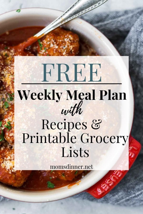 Free meal plan and grocery list pin image
