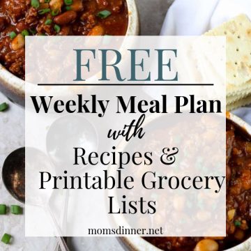 Free Meal plan with grocery list pin image
