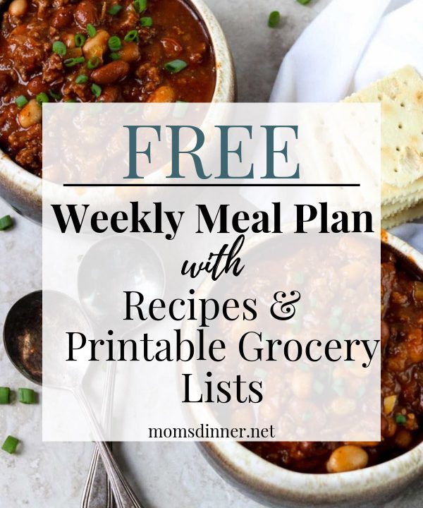 Free Meal plan with grocery list pin image