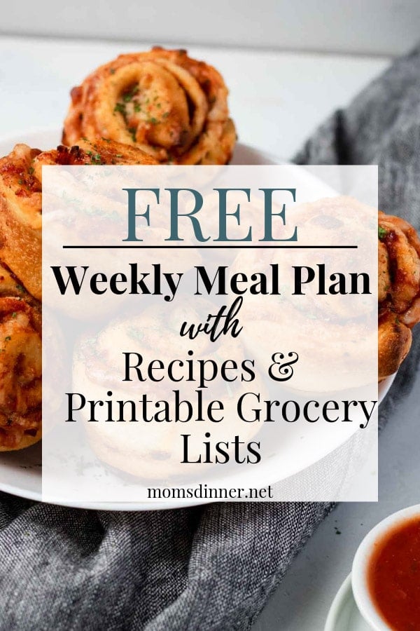 free meal plan and printable grocery list pin image
