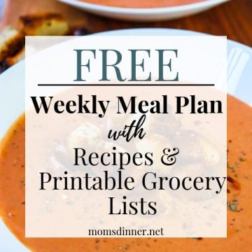 Free Meal plan and grocery list pin image
