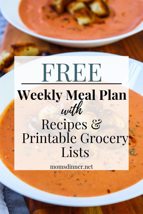 Free Meal plan and grocery list pin image