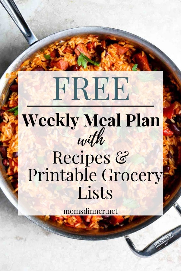 Free Meal Plan with Grocery List 