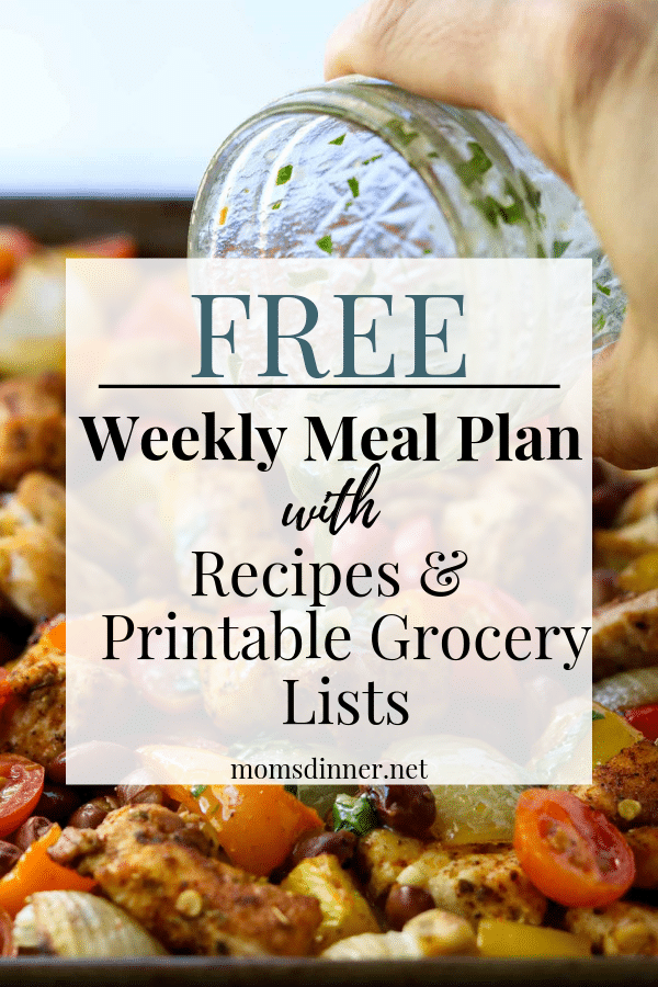 Free Meal Plan with grocery list pin image