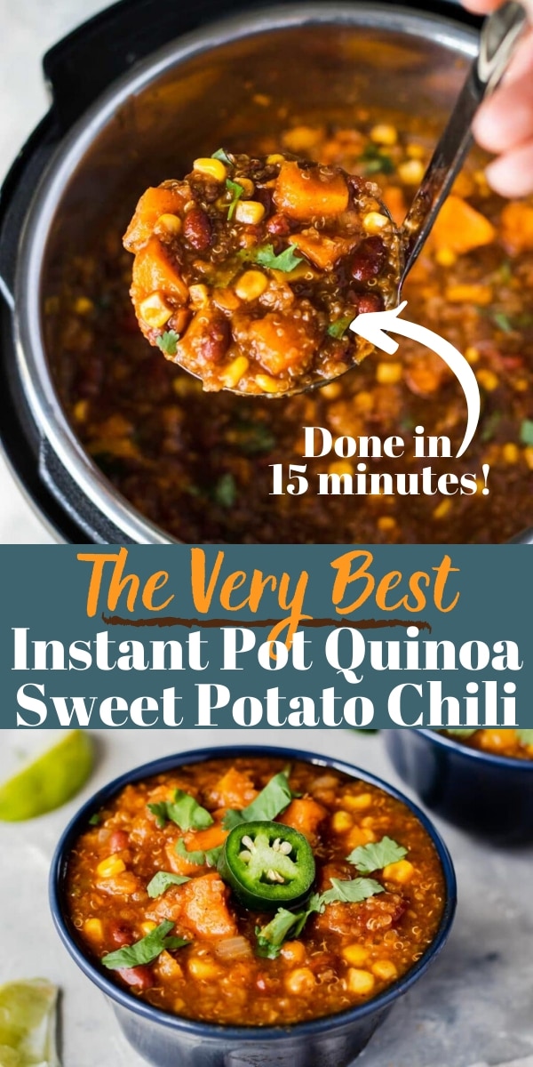 15Minute Quinoa Sweet Potato Chili (Instant Pot) Mom's Dinner