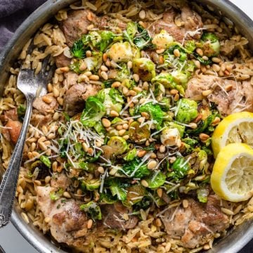 Lemon Orzo with Chicken finished dish