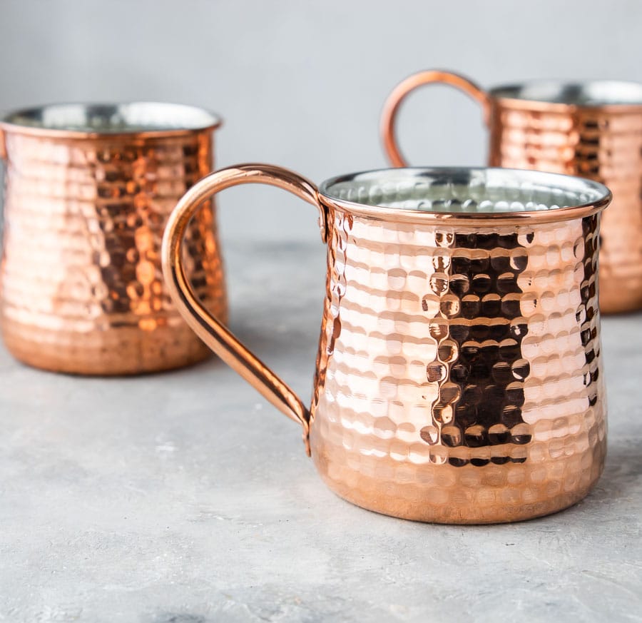 Copper Mugs from William Sonoma for making Mule Cocktails