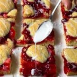 Cherry pie bars cut into squares- pinterest image