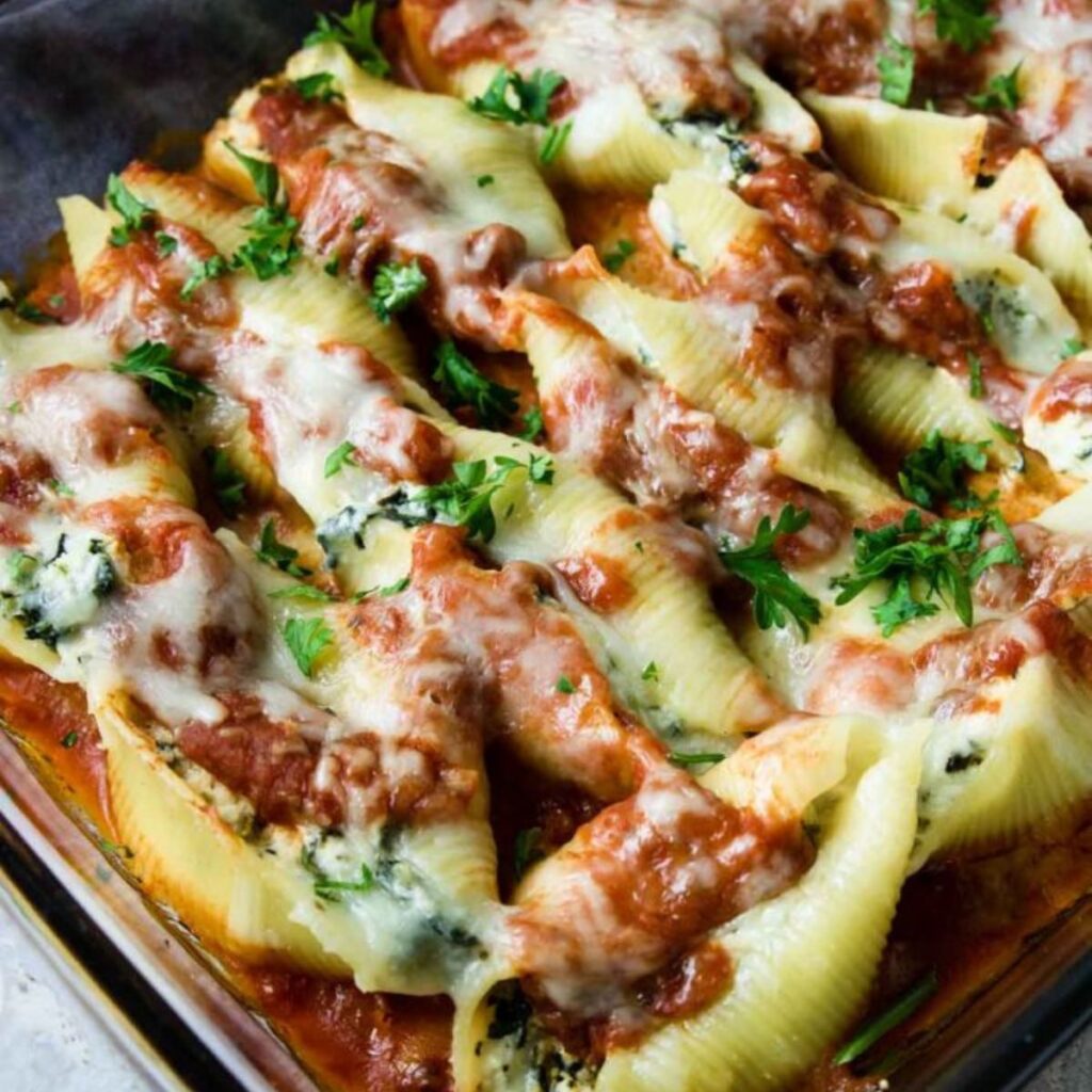 stuffed shells in a pan