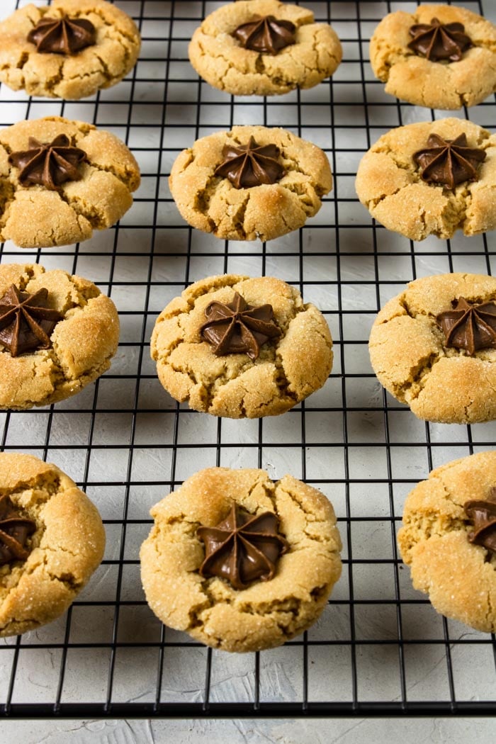 Chocolate Star Cookies cooling on a black rack