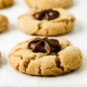 Peanut Butter Chocolate Star Cookies on a baking sheet