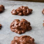 Chocolate Peanut Clusters on wax paper
