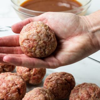 showing the correct size for a ham ball