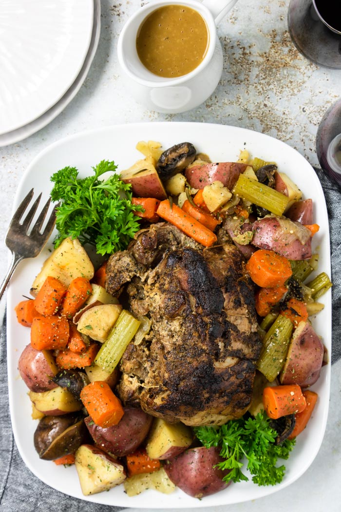 Instant Pot Pork Roast with Vegetables & Gravy Mom's Dinner