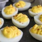 deviled eggs on a tray