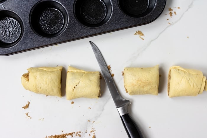 each half of dough cut in half, four pieces