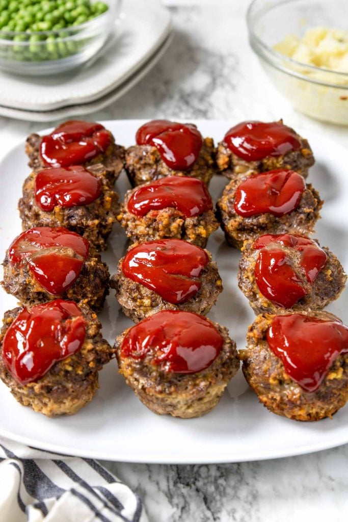 meatloaf cups on a white plate ready to be served