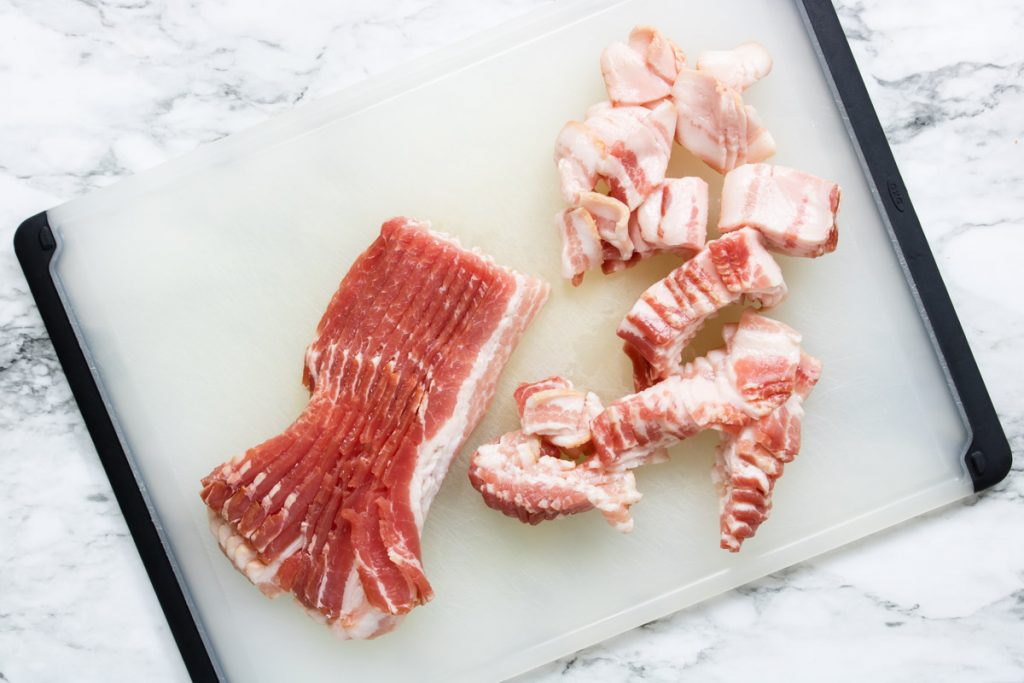 How to cut raw bacon for bacon jam recipe