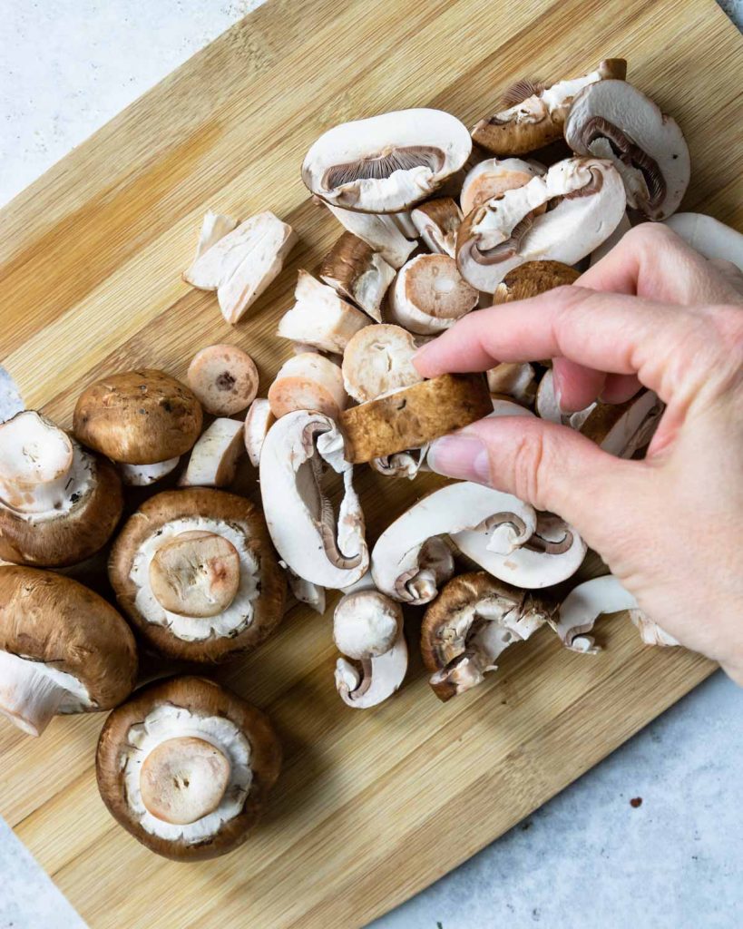 cremini mushrooms cut thick