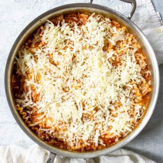 how to make skillet lasagna - step 3, topping the lasagna with shredded mozzarella