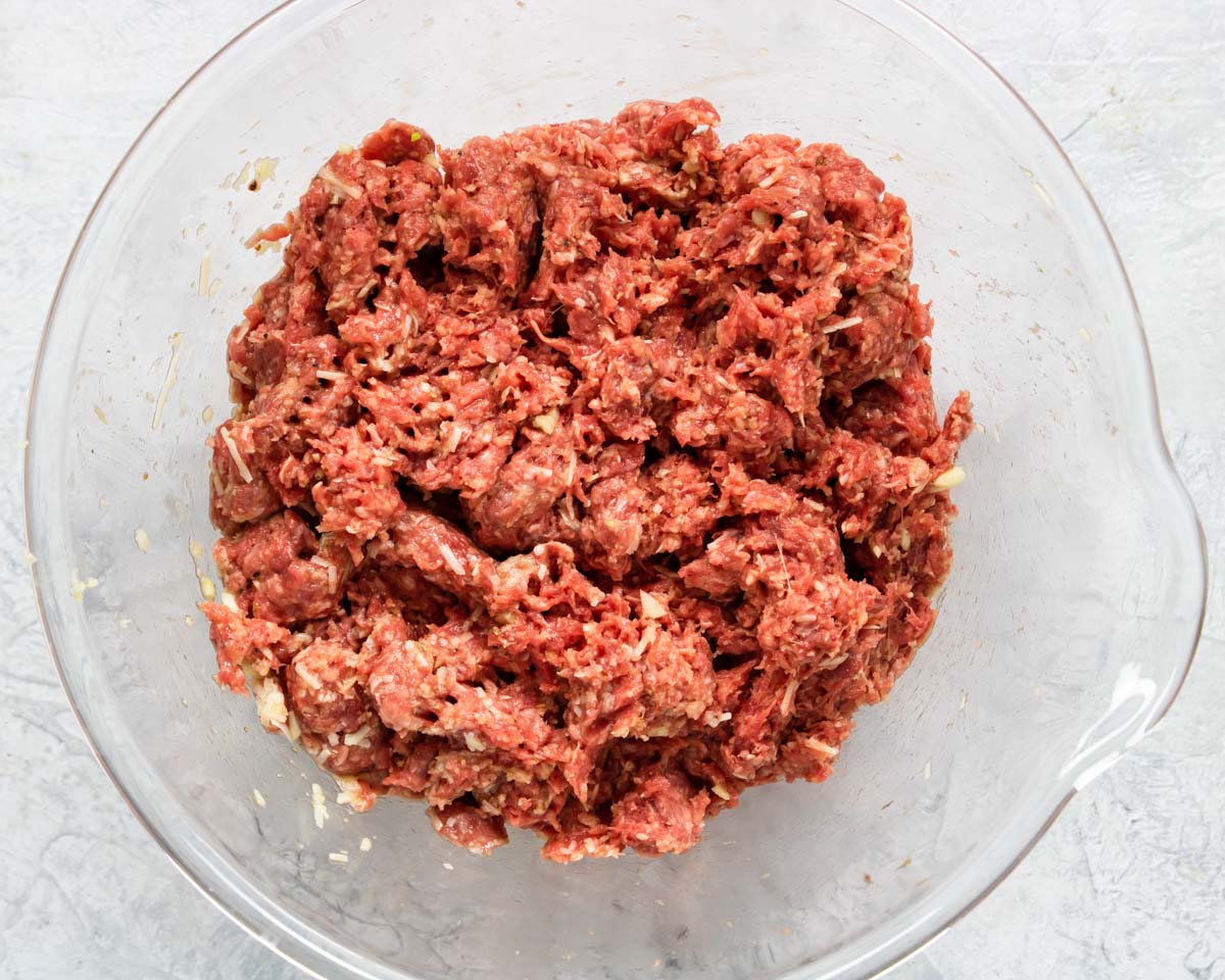 Italian Meatloaf mixture in a bowl