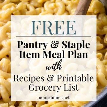 pantry and staple item meal plan pin image