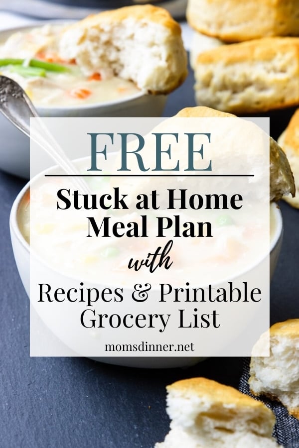 Stuck at home meal plan pinterest image with text